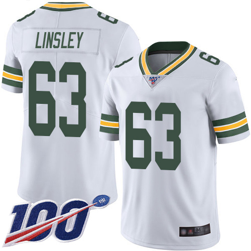 Green Bay Packers Limited White Men #63 Linsley Corey Road Jersey Nike NFL 100th Season Vapor Untouchable->youth nfl jersey->Youth Jersey